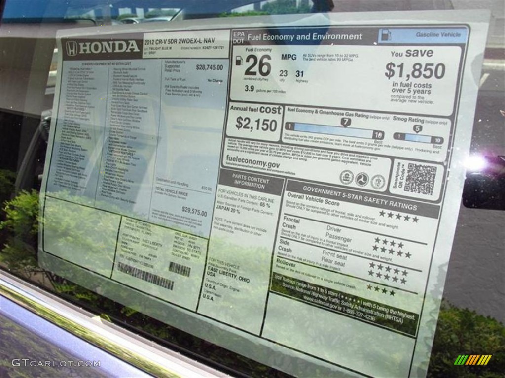 2012 Honda CR-V EX-L window sticker Photo #67302026 ... 2012 Honda CR-V EX-L window sticker Photo #67302026 ...