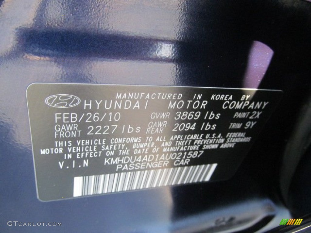 2010 Elantra Color Code 2X for Regatta Blue Photo #67315287