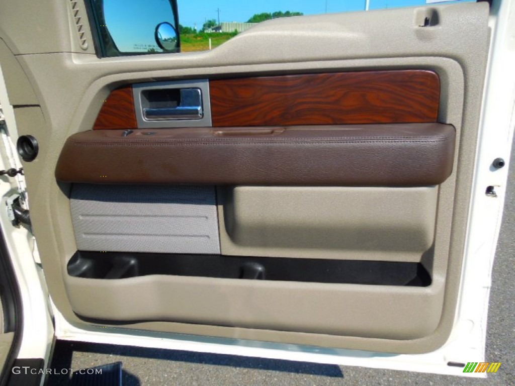 2009 Ford F150 Platinum SuperCrew Medium Stone Leather/Sienna Brown Door Panel Photo #67330088