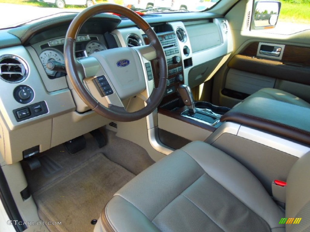 2009 F150 Platinum SuperCrew - White Sand Tri Coat Metallic / Medium Stone Leather/Sienna Brown photo #27