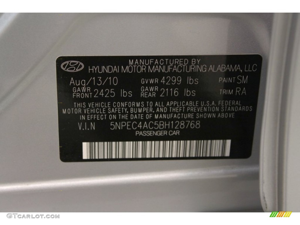 2011 Sonata SE - Radiant Silver / Gray photo #20