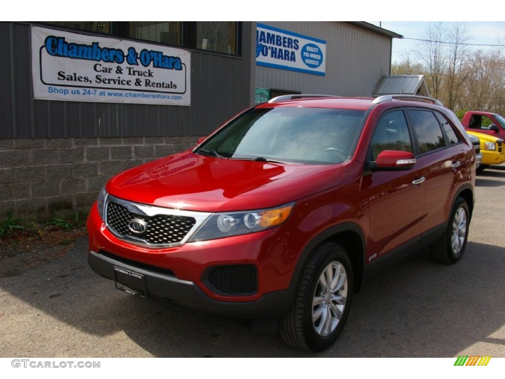 2011 Sorento LX V6 AWD - Spicy Red / Beige photo #1