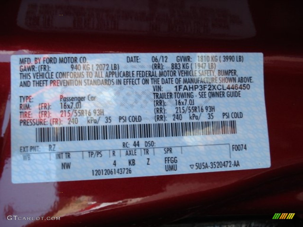 2012 Focus Color Code RZ for Red Candy Metallic Photo #67338638