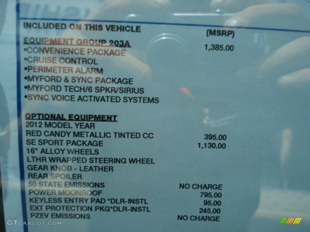 2012 Ford Focus SE Sport Sedan Window Sticker Photo #67338644