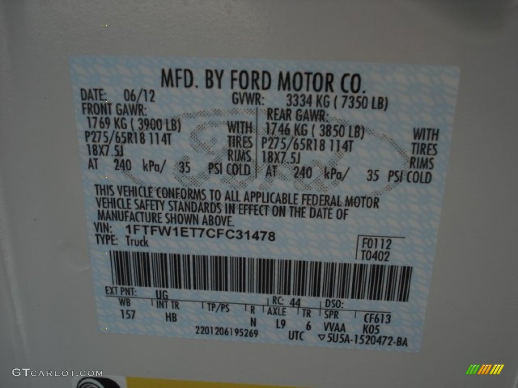 2012 F150 Lariat SuperCrew 4x4 - White Platinum Metallic Tri-Coat / Black photo #18