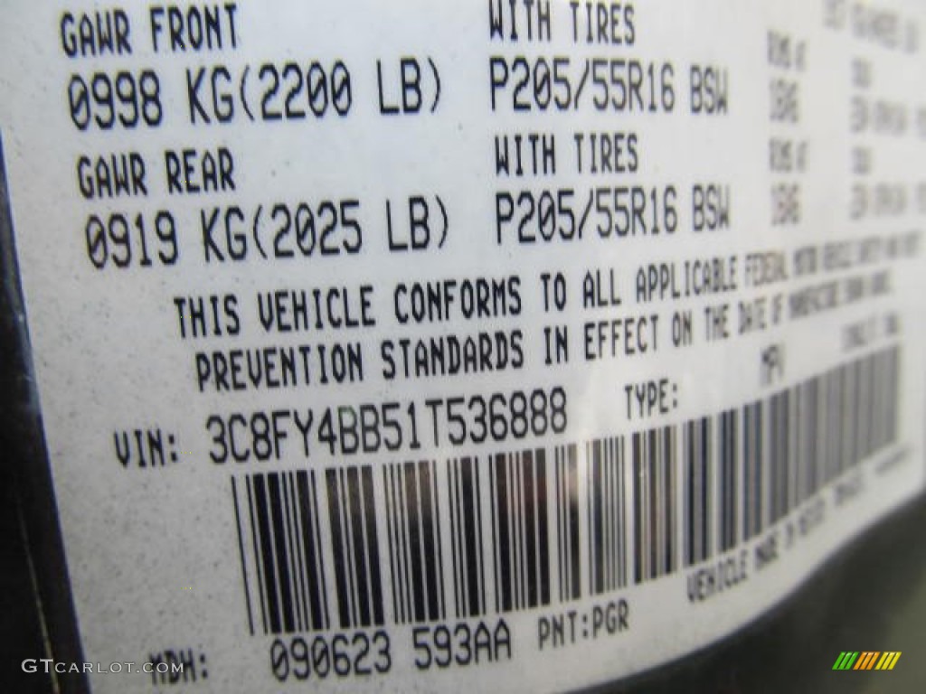 2001 PT Cruiser Color Code PGR for Shale Green Metallic Photo #67345298