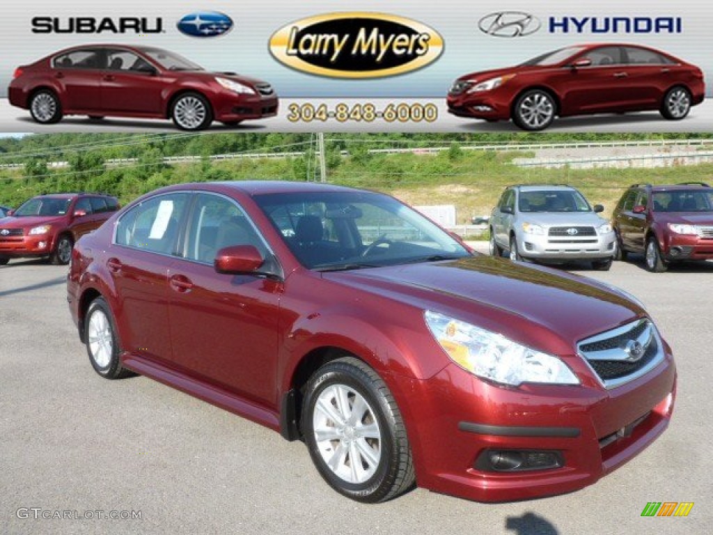 2010 Legacy 2.5i Premium Sedan - Ruby Red Pearl / Off Black photo #1