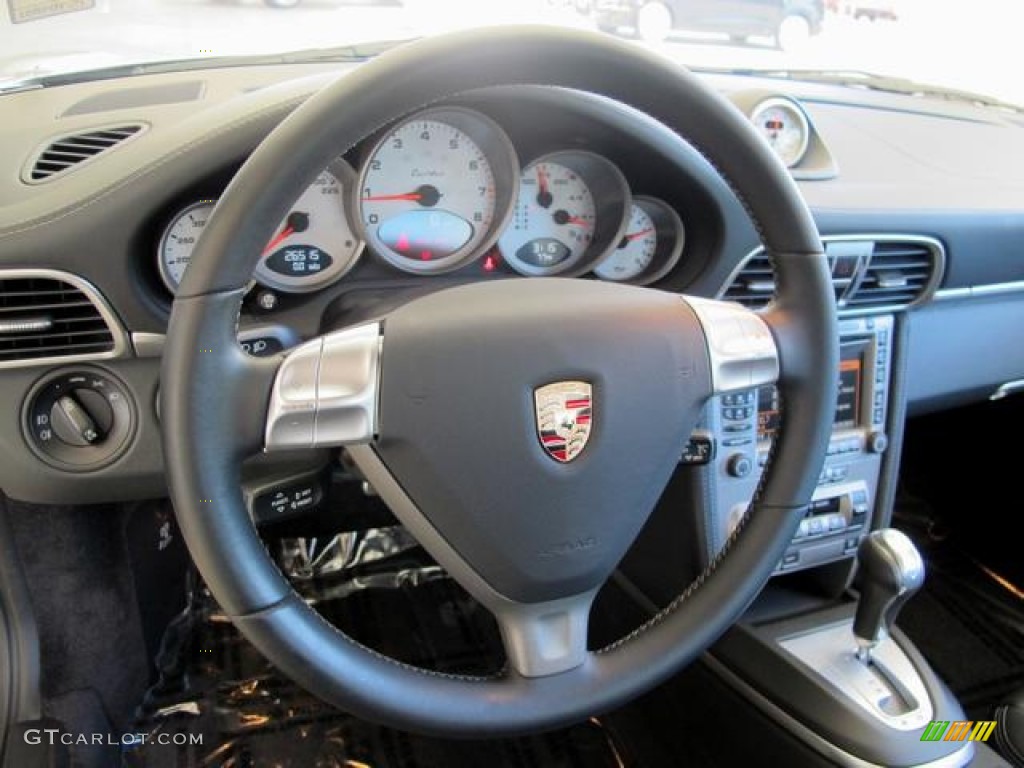 2007 Porsche 911 Turbo Coupe Black Steering Wheel Photo #67351856