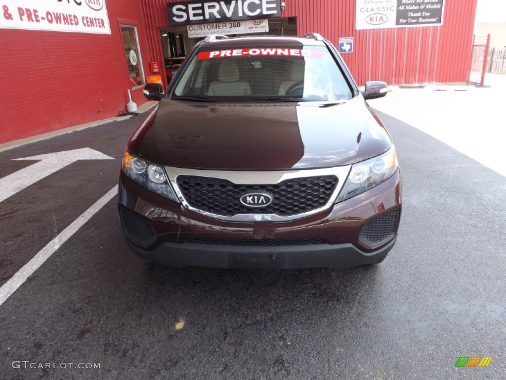 2012 Sorento LX V6 - Dark Cherry / Beige photo #8