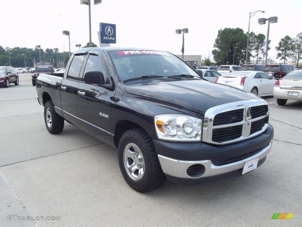 2008 Ram 1500 SLT Quad Cab - Brilliant Black Crystal Pearl / Medium Slate Gray photo #2