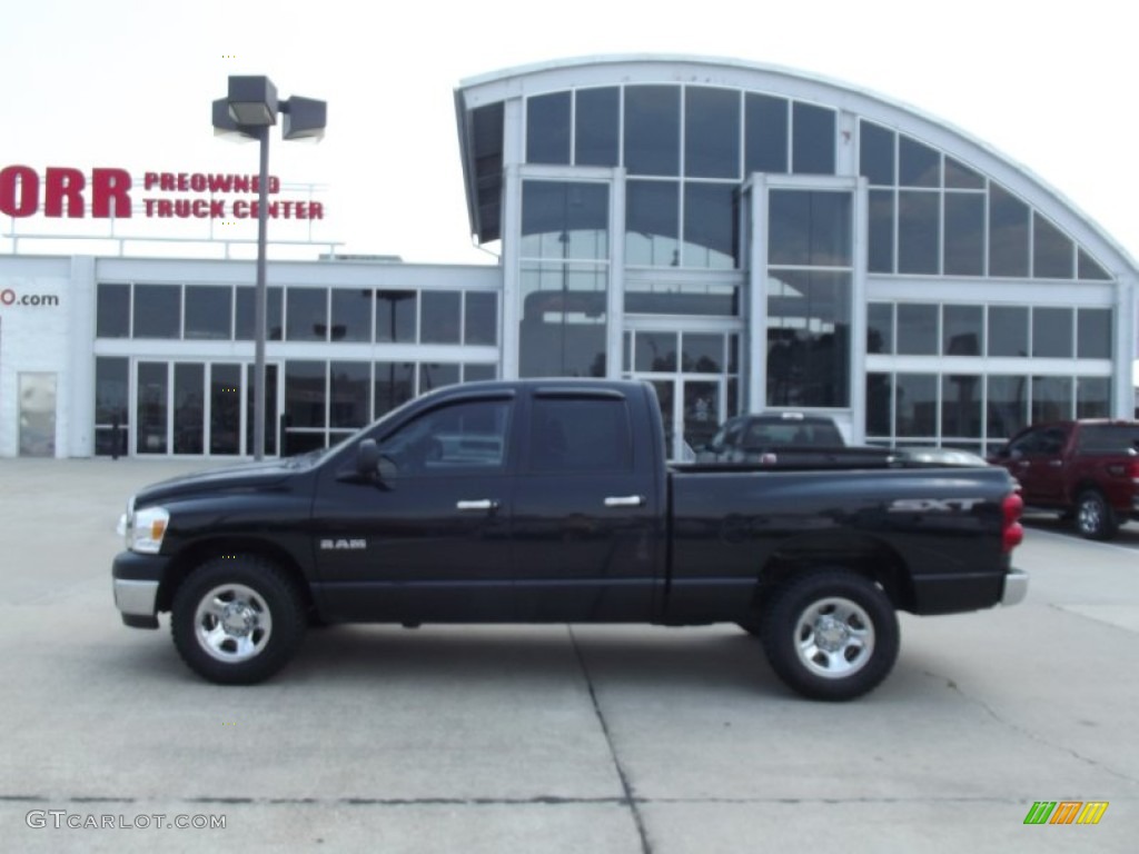 2008 Ram 1500 SLT Quad Cab - Brilliant Black Crystal Pearl / Medium Slate Gray photo #5