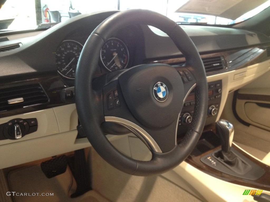 2010 BMW 3 Series 328i Convertible Cream Beige Steering Wheel Photo #67356038