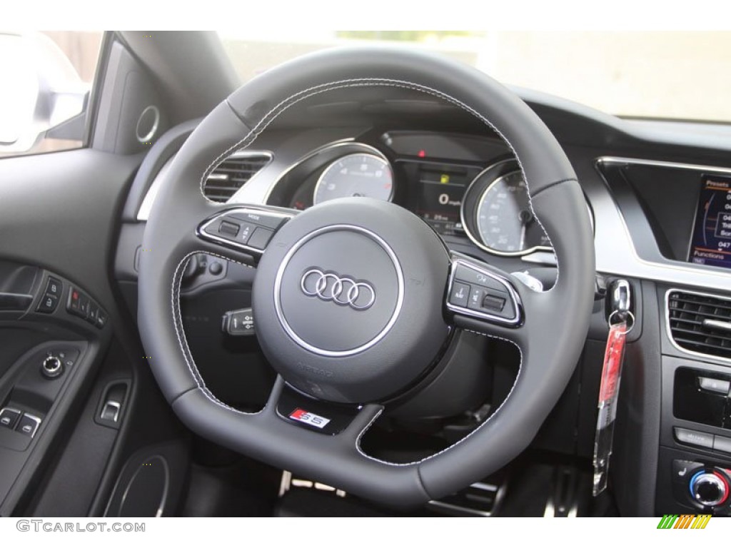 2013 Audi S5 3.0 TFSI quattro Coupe Black Steering Wheel Photo #67356785