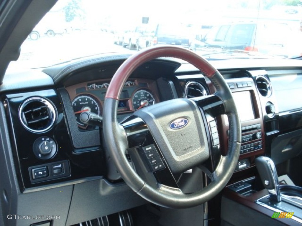 2010 Ford F150 Harley-Davidson SuperCrew 4x4 Harley Davidson Lava Red/Black Steering Wheel Photo #67357568