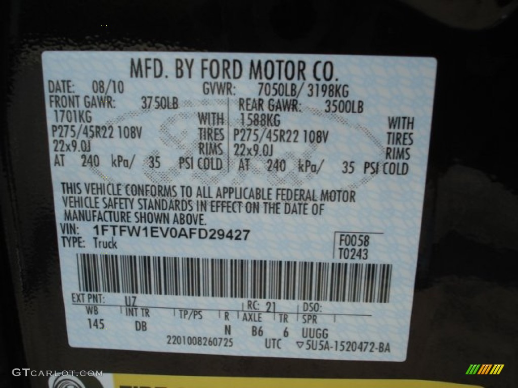 2010 F150 Color Code UZ for Lava Red Metallic Photo #67357616