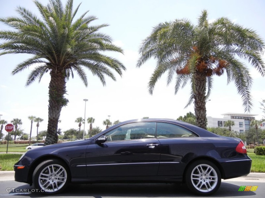 2008 CLK 350 Coupe - Capri Blue Metallic / Stone photo #1