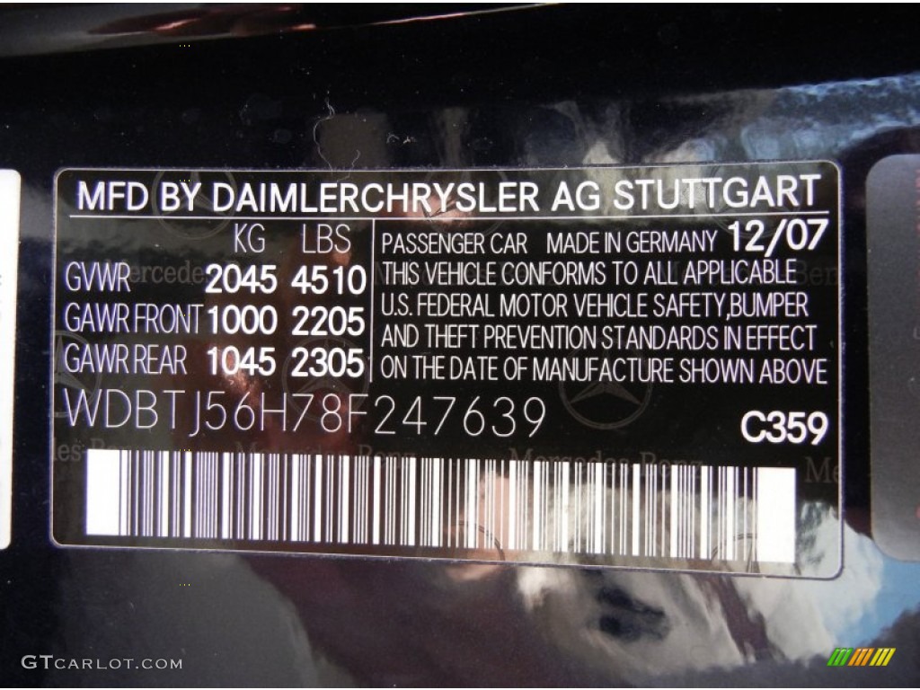 2008 CLK Color Code 359 for Capri Blue Metallic Photo #67360031