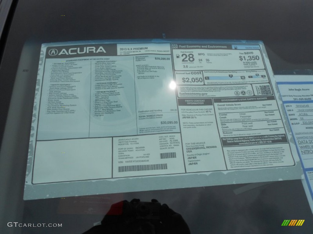 2013 Acura ILX 2.0L Premium Window Sticker Photo #67366155