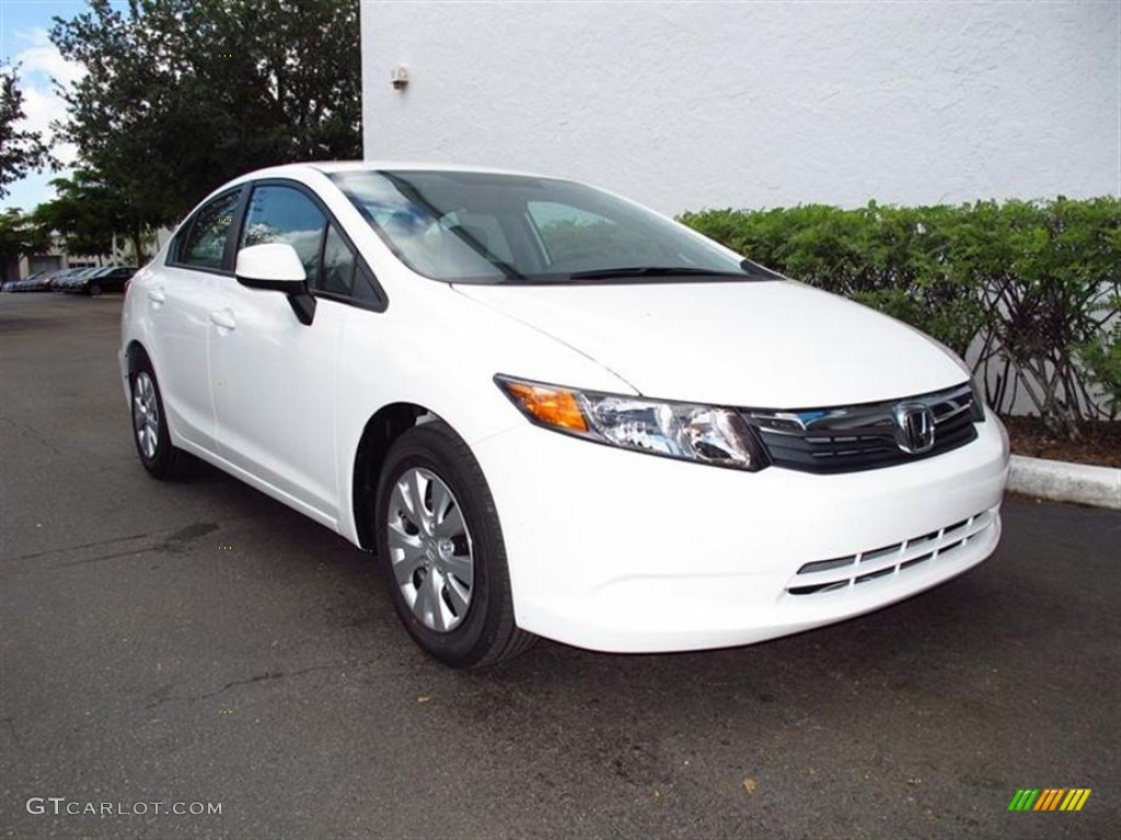 2012 Civic LX Sedan - Taffeta White / Stone photo #1