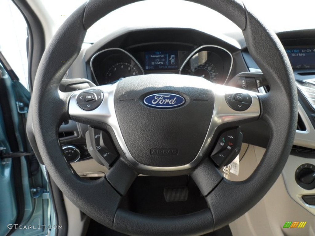 2012 Ford Focus SE 5-Door Stone Steering Wheel Photo #67369985