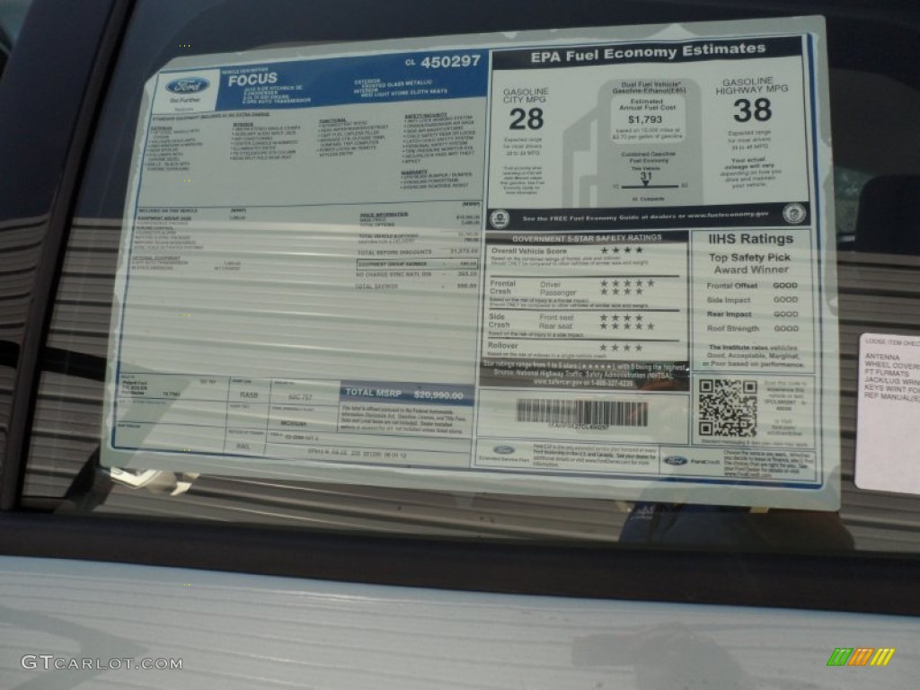 2012 Ford Focus SE 5-Door Window Sticker Photo #67370006