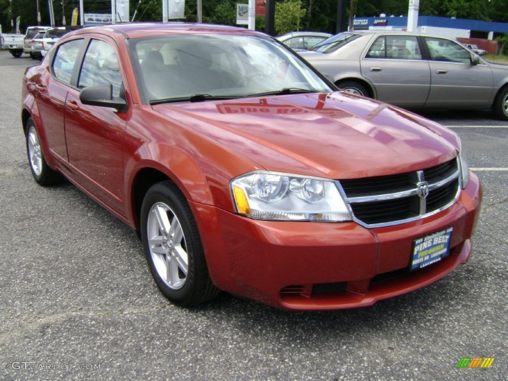 2008 Avenger SXT - Sunburst Orange Pearl / Dark Khaki/Light Graystone photo #3