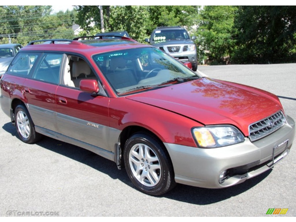 2003 Outback Limited Wagon - Regatta Red Pearl / Beige photo #3