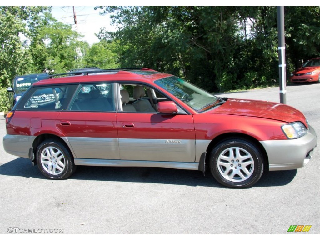 2003 Outback Limited Wagon - Regatta Red Pearl / Beige photo #4