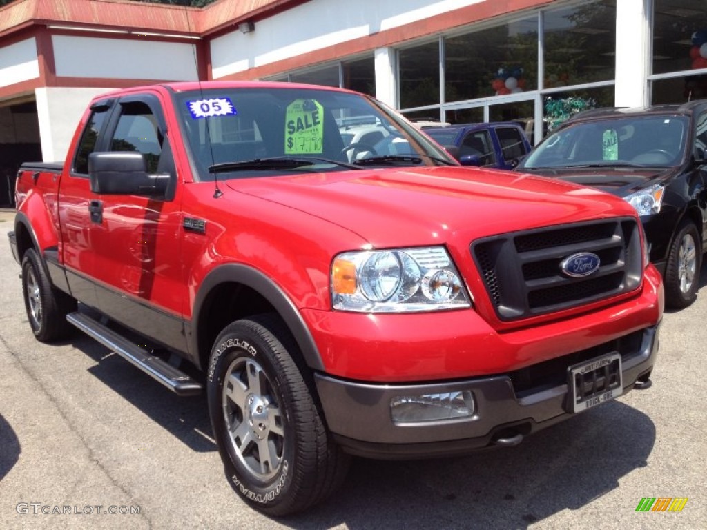 Bright Red 2005 Ford F150 FX4 SuperCab 4x4 Exterior Photo #67380647