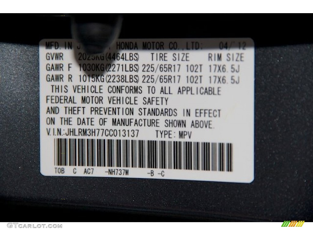 2012 CR-V EX-L - Polished Metal Metallic / Gray photo #20