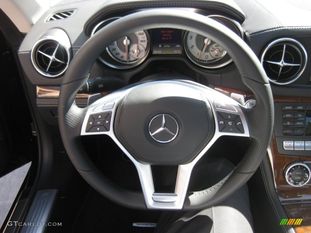 2013 Mercedes-Benz SL 550 Roadster Black Steering Wheel Photo #67389977