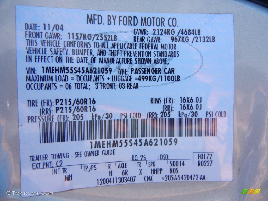 2005 Sable Color Code C2 for Gold Ash Metallic Photo #67395224