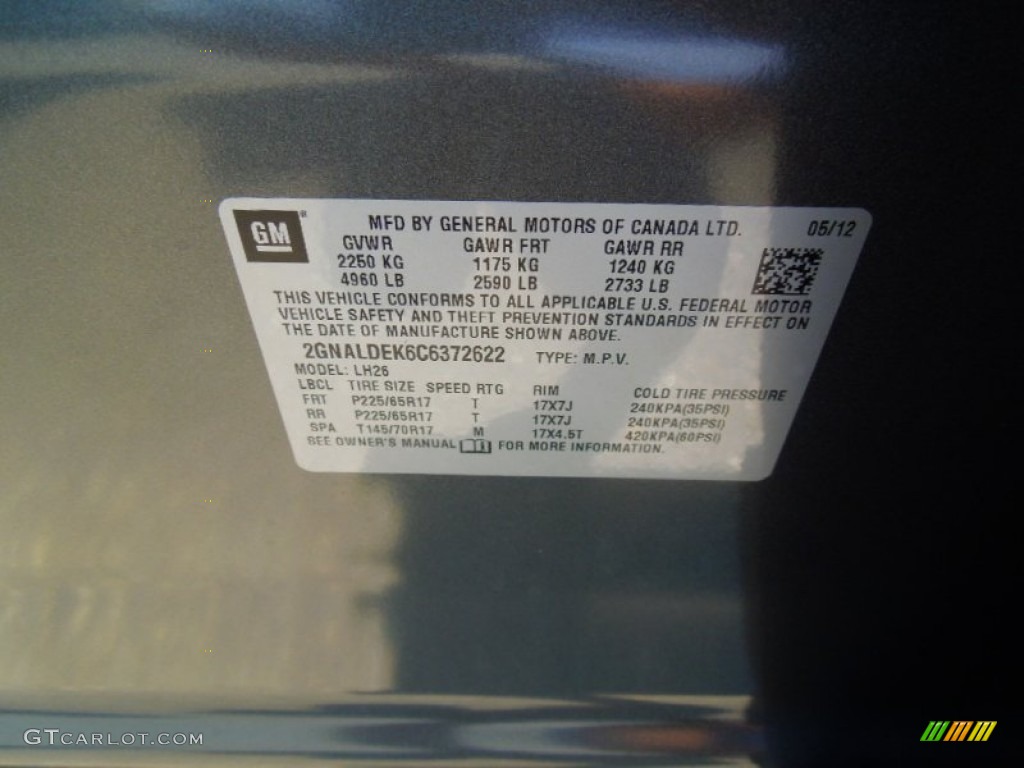 2012 Equinox LT - Steel Green Metallic / Jet Black photo #7