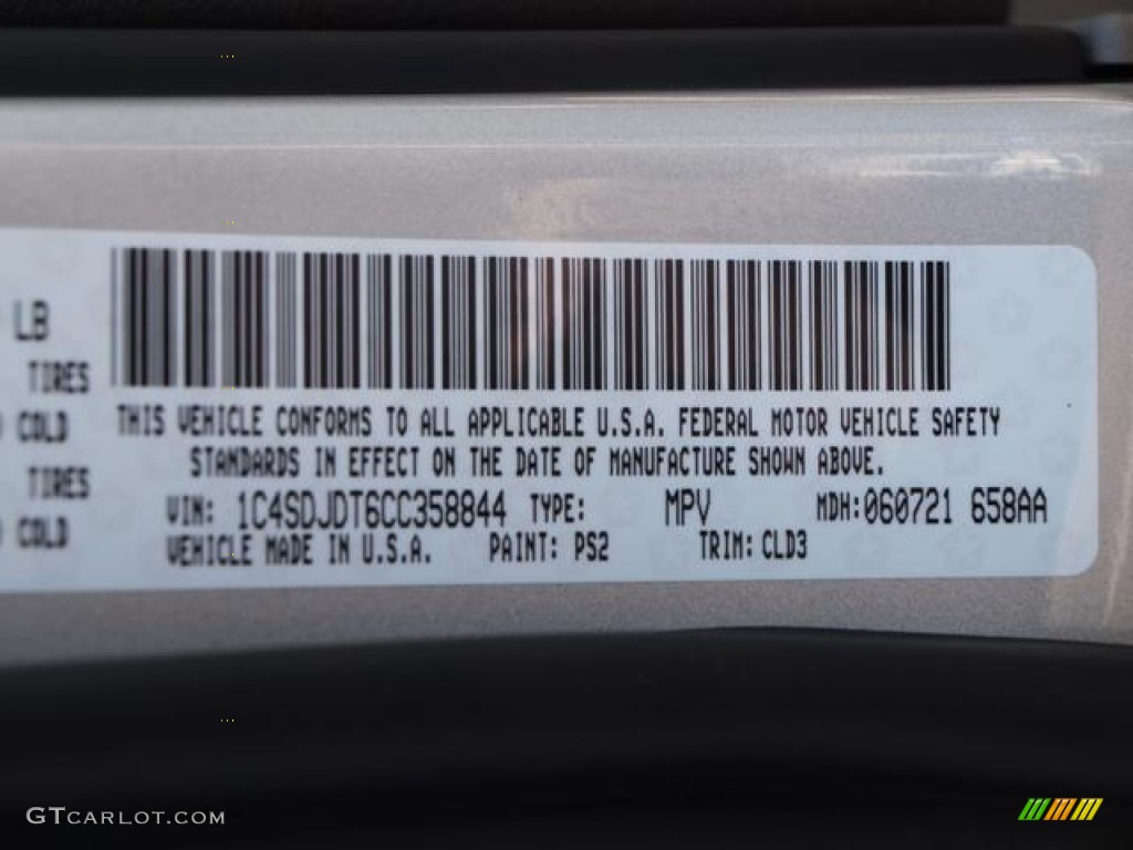 2012 Durango Color Code PS2 for Bright Silver Metallic Photo #67399045