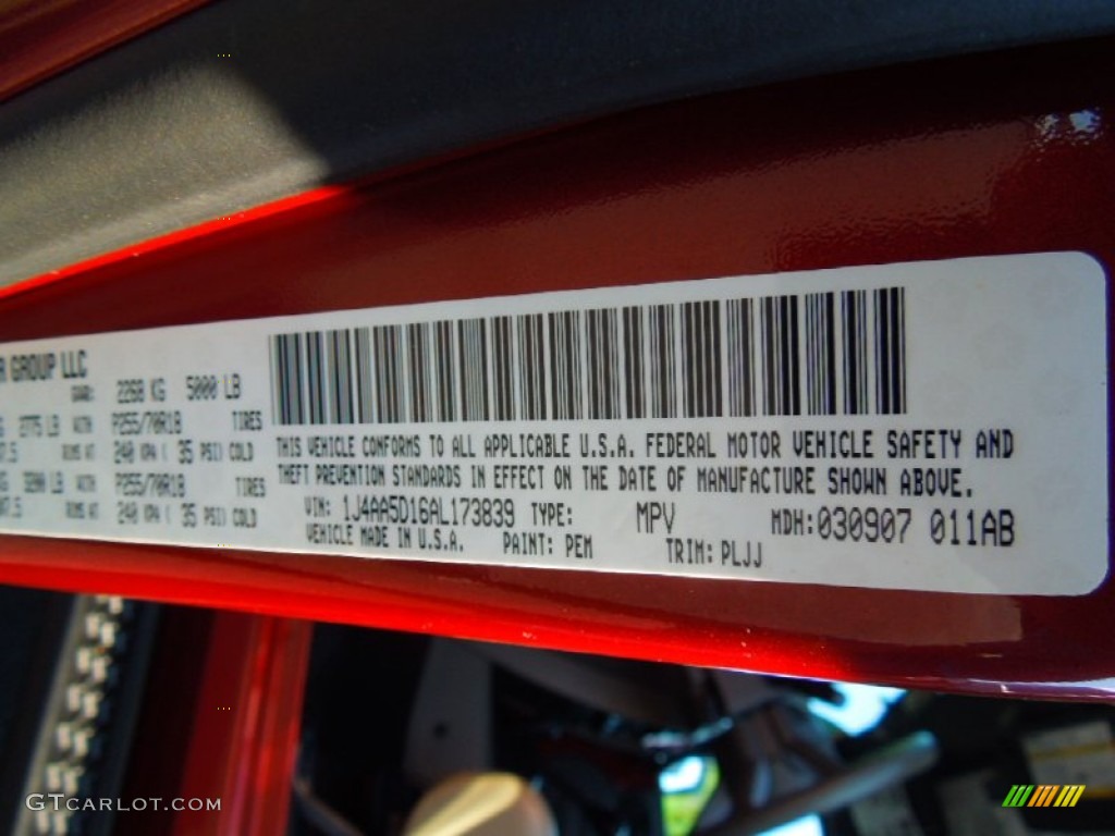 2010 Wrangler Color Code PEM for Red Rock Crystal Pearl Photo #67402737