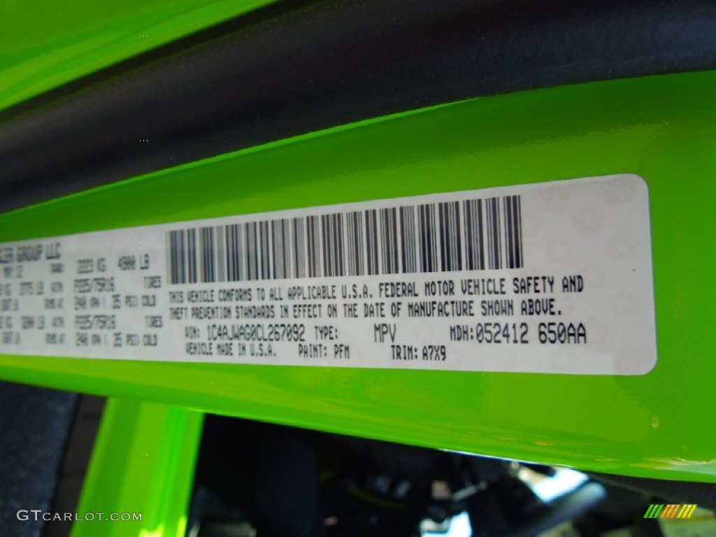 2012 Wrangler Color Code PFM for Gecko Green Photo #67403667