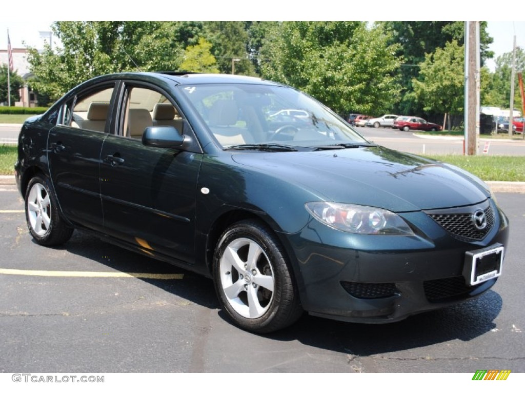 2005 MAZDA3 i Sedan - Nordic Green Mica / Beige photo #6