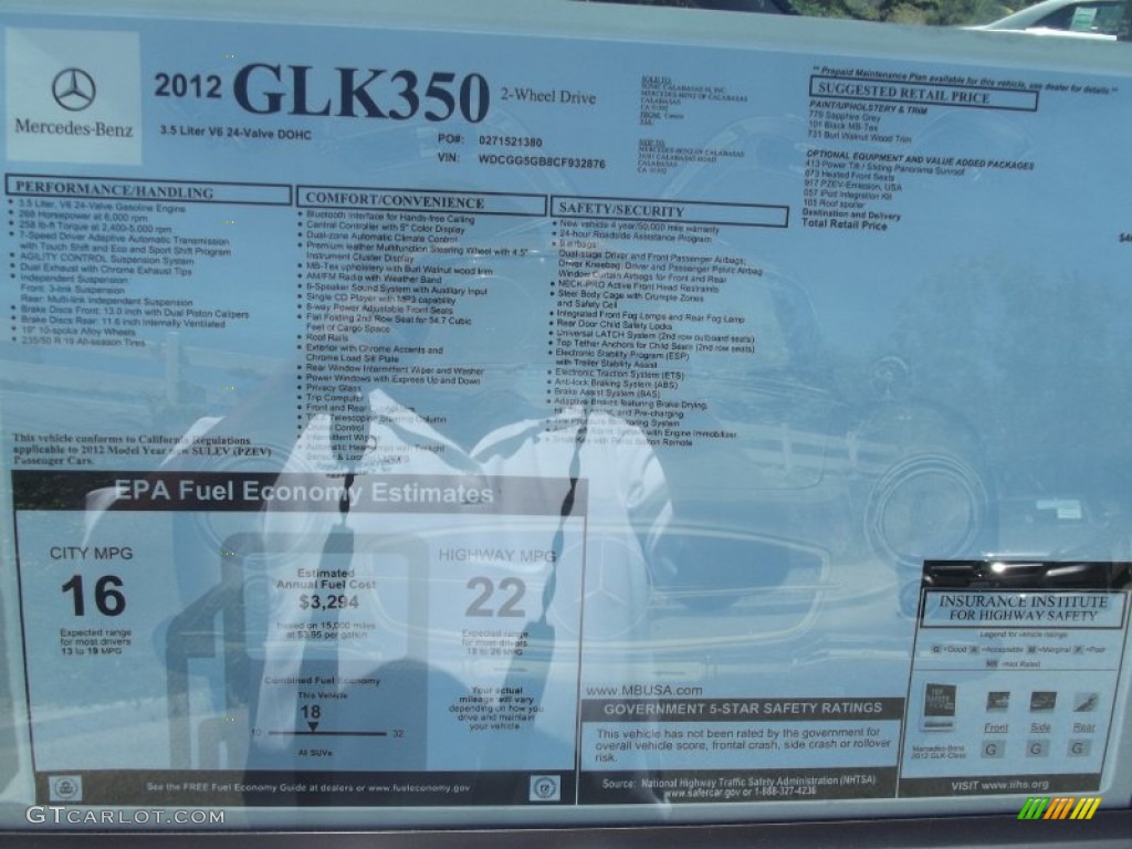 2012 GLK 350 - Sapphire Grey Metallic / Black photo #12