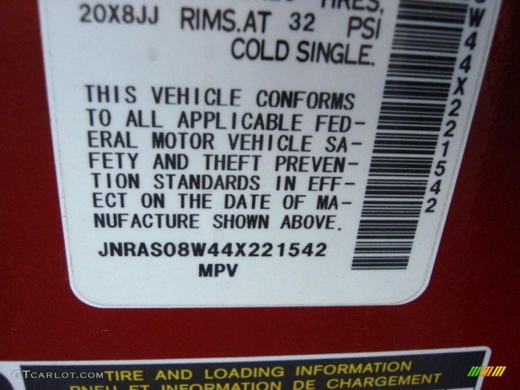 2004 FX 35 AWD - Laser Red / Graphite photo #23