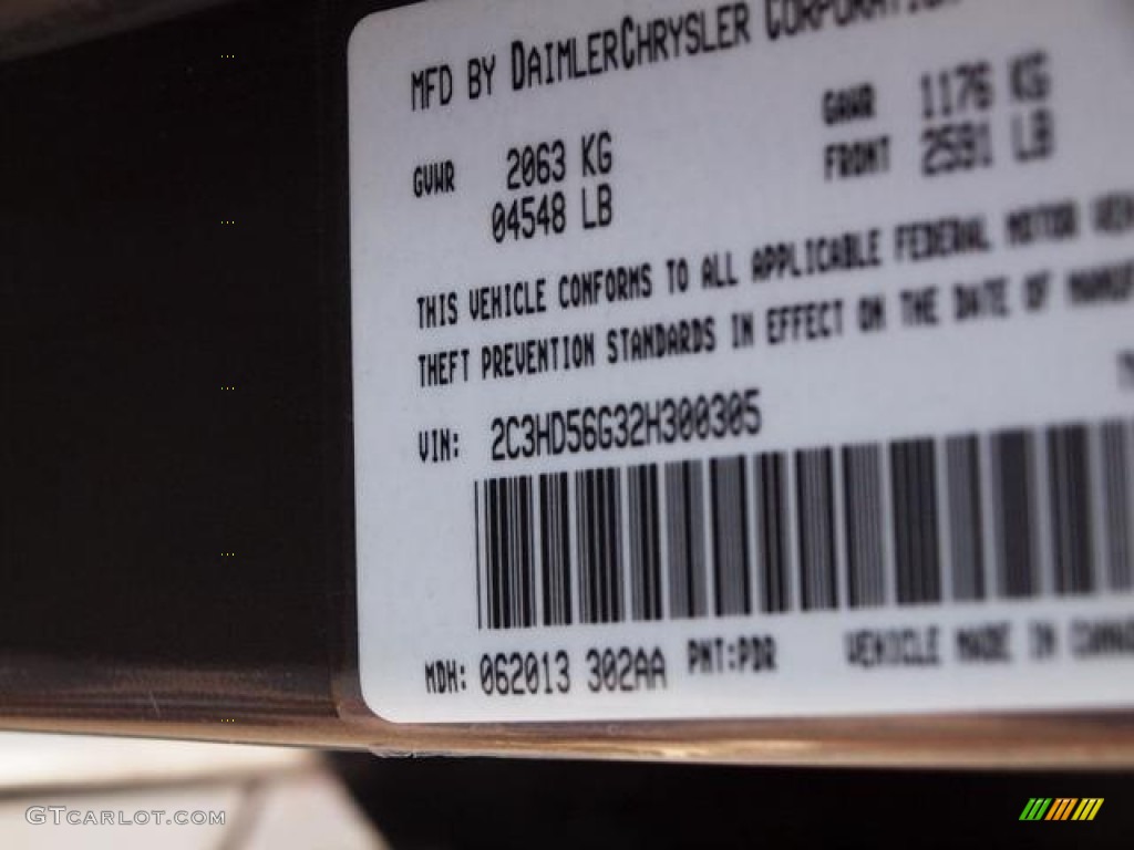 2002 Chrysler Concorde Limited Color Code Photos