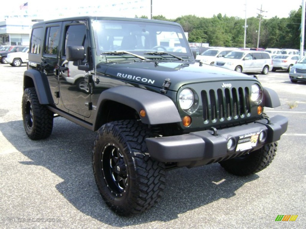 2012 Wrangler Unlimited Rubicon 4x4 - Natural Green Pearl / Black photo #3