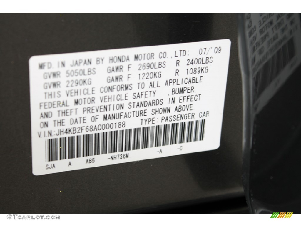 2010 RL Color Code NH736M for Grigio Metallic Photo #67417719