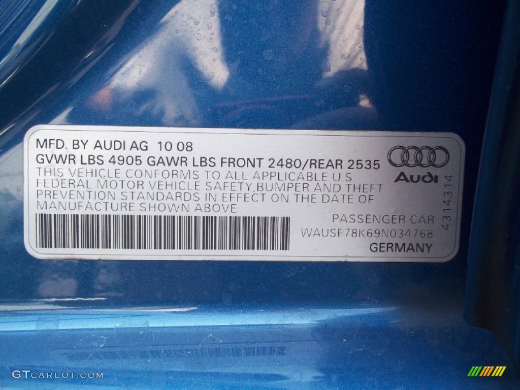2009 Audi A4 2.0T Premium quattro Sedan Info Tag Photos