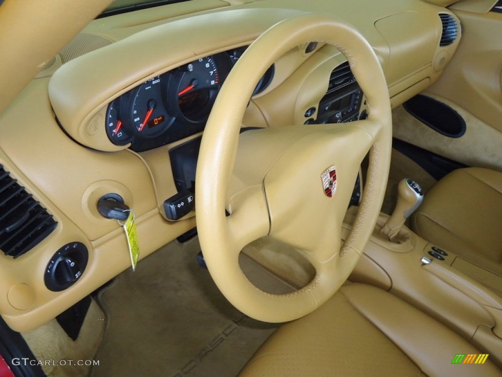 2002 Porsche 911 Carrera Coupe Savanna Beige Steering Wheel Photo #67422057
