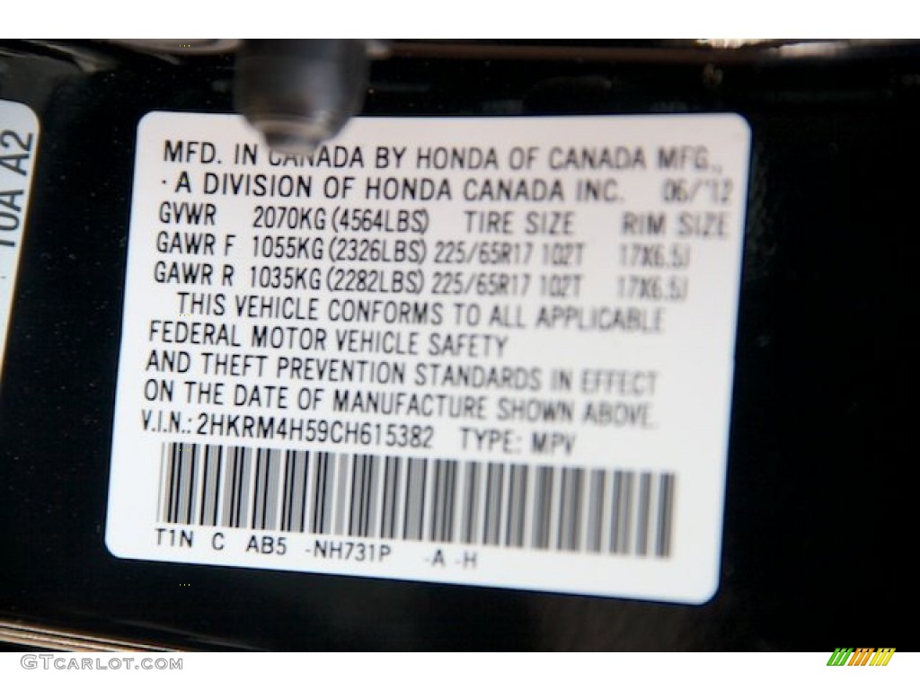 2012 CR-V EX 4WD - Crystal Black Pearl / Black photo #20