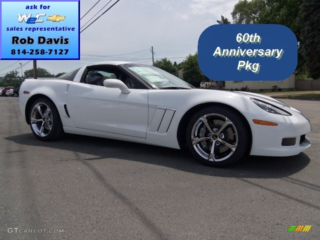 Arctic White/60th Anniversary Pearl Silver Blue Stripes Chevrolet Corvette