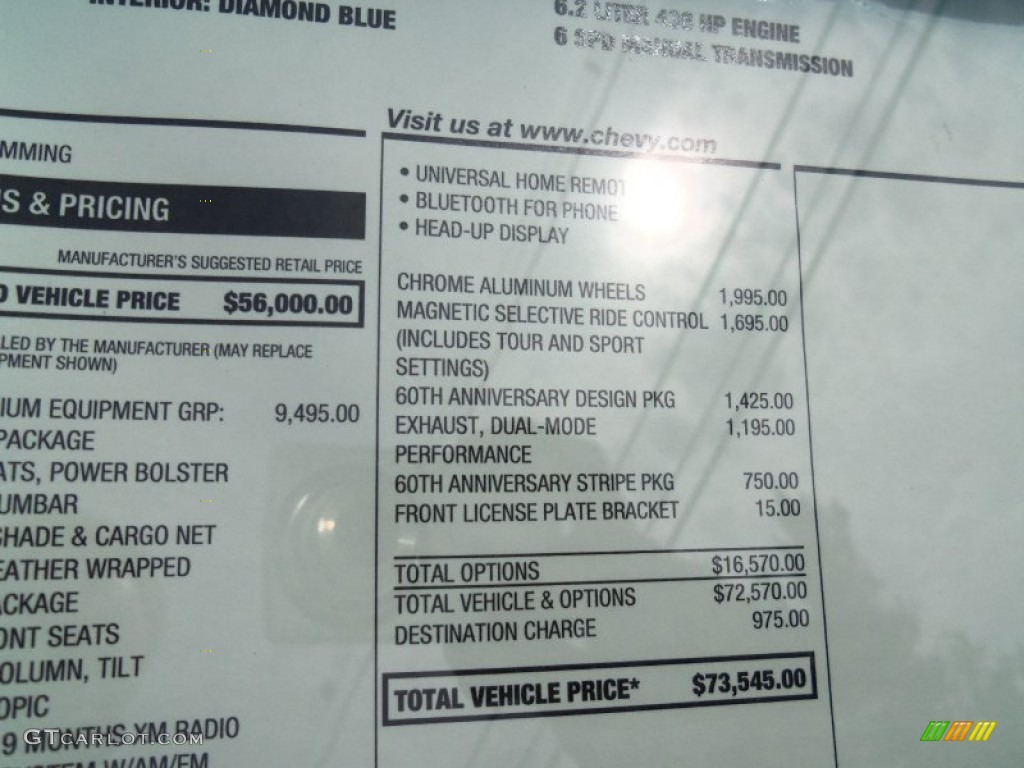 2013 Chevrolet Corvette Grand Sport Coupe Window Sticker Photo #67426557