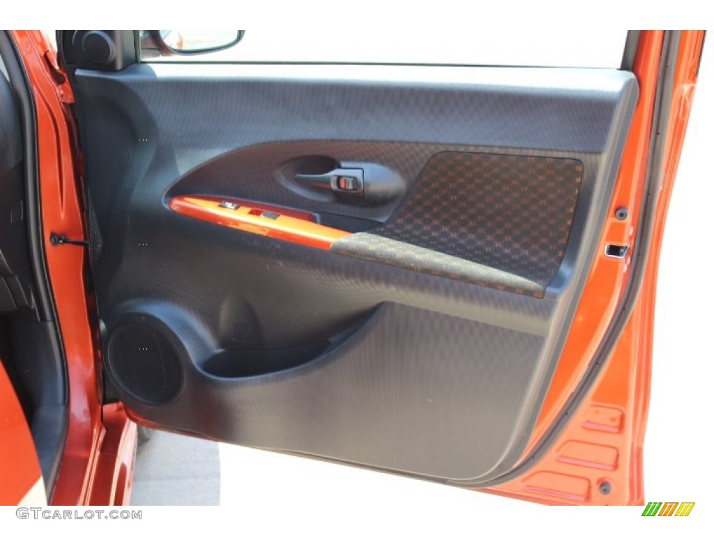 2008 Scion xD Release Series 1.0 Charcoal Gray/Lava Orange Door Panel Photo #67432008