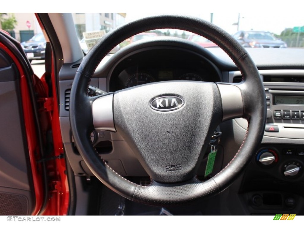 2007 Kia Rio Rio5 SX Hatchback Gray Steering Wheel Photo #67432329