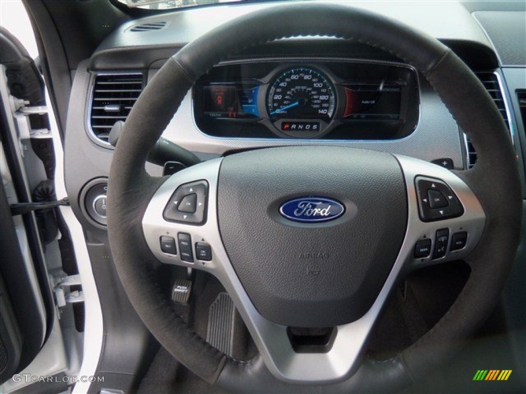 2013 Ford Taurus SHO AWD SHO Charcoal Black Leather Steering Wheel Photo #67433505